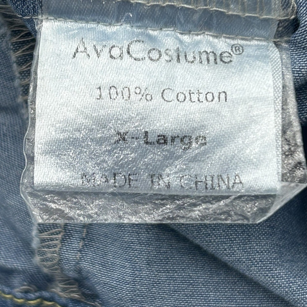AVA COSTUME Women's X-Large Dark Blue Denim Long Sleeve Double Pockets Shirt - Picture 8 of 11
